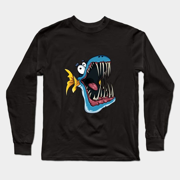 Crazy Funny Fish Long Sleeve T-Shirt by Oliveshopping